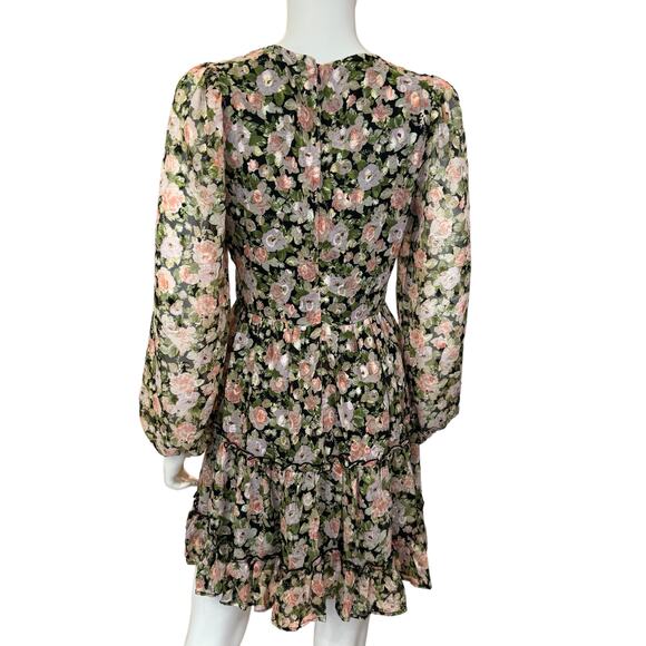 NEW ALL IN FAVOR NORDSTROM Multicolor Floral Long Sleeve Mini Dress Size M - Picture 3 of 6